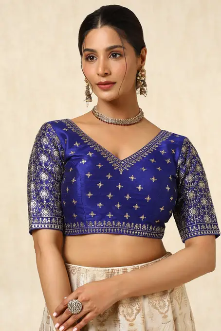 Royal Blue Stone Work Blouse – Royal Blue & Silver